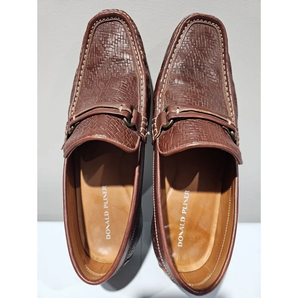 Donald‎ Pliner Donnie Men's Penny Loafers 10.5M Brown Leather Driving Moccasins